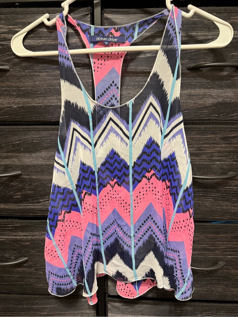 Ocean Drive Chevron Racerback Tank — Pink, Blue, White